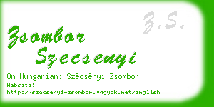 zsombor szecsenyi business card